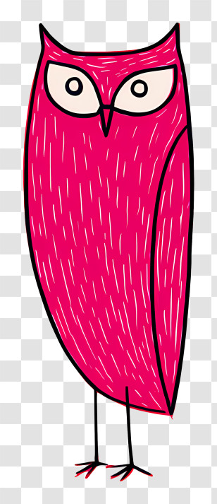 Owl Outline - Pink Owl With Big Eyes Transparent PNG