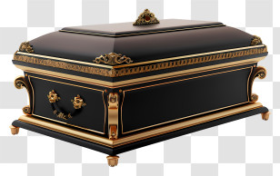 Funeral - Elegant Black And Gold Casket Design Transparent PNG