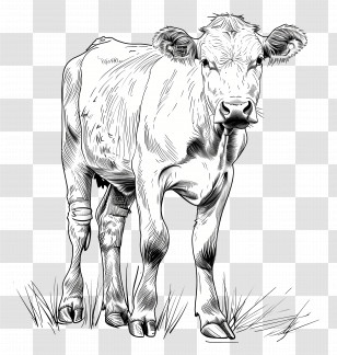Cow - Detailed Sketch Of A Cow Transparent PNG