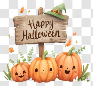 Happy Halloween - Happy Halloween Pumpkins Sign Transparent PNG