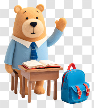 Bear Student - School Bear Teacher At Desk Transparent PNG