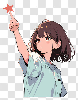 Pointing Up - Anime Girl Pointing At Star Transparent PNG