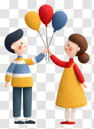 Couple Playing Balloon - Couple With Colorful Balloons Transparent PNG