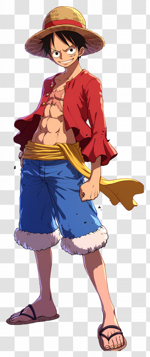 Luffy - Anime Character With Straw Hat And Red Shirt Transparent PNG