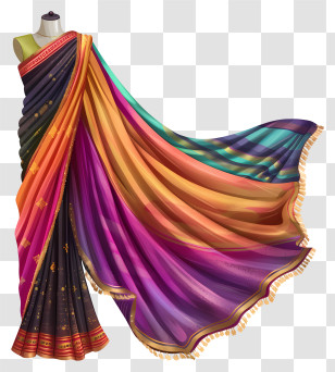 Indian Saree - Beautiful Colorful Saree On Mannequin Transparent PNG