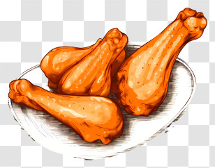 Fried Chicken - Plate Of Crispy Fried Chicken Drumsticks Transparent PNG