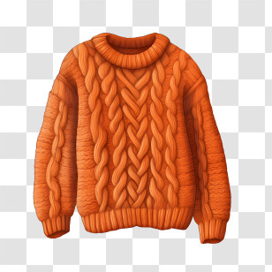 Christmas Sweater - Orange Cable Knit Sweater Illustration Transparent PNG