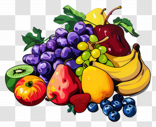 Cartoon Fruit - Illustration Of Assorted Fruits Transparent PNG