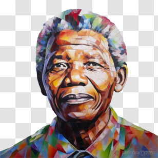 Nelson Mandela - Colorful Geometric Portrait Art Transparent PNG