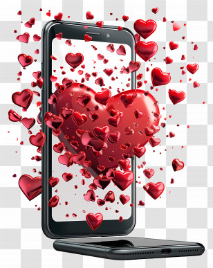Love Design - Heart Animation Emerging From Smartphone For Love Concept Transparent PNG