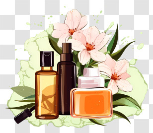Perfume Bottle - Aromatherapy Bottles With White Floral Background Transparent PNG