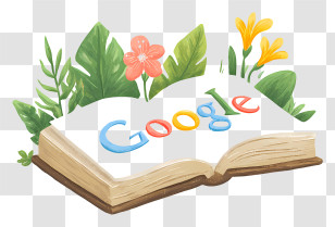 Google - Google Book With Flowers Transparent PNG