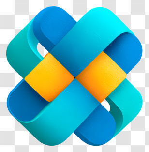Explore Logo - 3D Blue-Yellow Ribbon Logo Transparent PNG