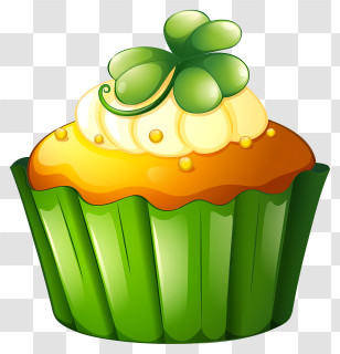 Cupcake - Green Cupcake With Shamrock Decoration Transparent PNG