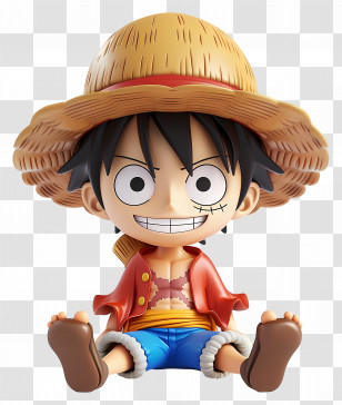 Luffy Action Figure - Cartoon Character With Straw Hat Transparent PNG
