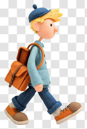 Boy Going To Work - Boy Walking With Backpack Transparent PNG