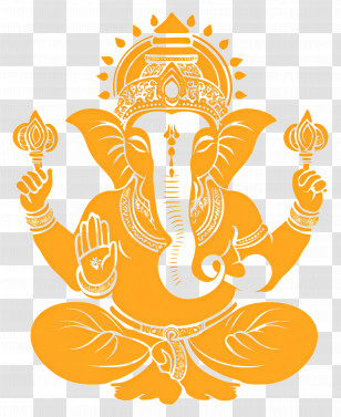 Lord Ganesha Illustration - Yellow Lord Ganesha Illustration In Artistic Style Transparent PNG