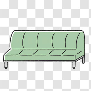 Cartoon - Minimalist Green Sofa Transparent PNG