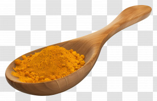 Turmeric Powder - Wooden Spoon With Aromatic Turmeric Powder Transparent PNG
