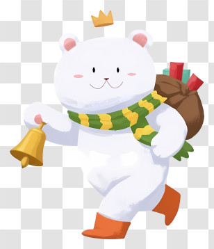 Polar Bear - White Bear With Bell And Crown Transparent PNG