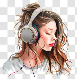 Listening To Music - Girl Listening To Music With Headphones Transparent PNG