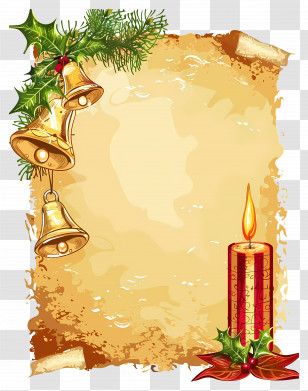 Christmas Scroll - Christmas Candle And Bells Decoration Transparent PNG