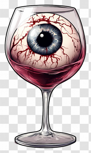 Halloween Eyeball - Spooky Eye Inside A Wine Glass Illustration Transparent PNG