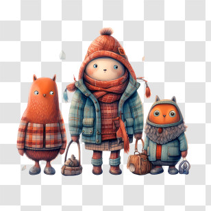 Winter Costume Animal - Cute Characters In Winter Clothes Transparent PNG