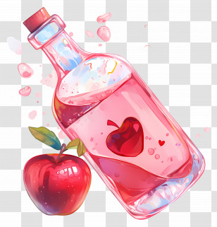 Apple Juice - Red Apple Bottle With Fruit Transparent PNG