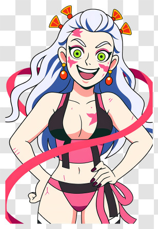 Daki - Energetic White-Haired Bikini Girl Transparent PNG