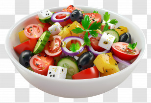 Greek Salad - Bowl Of Mixed Vegetable Salad Transparent PNG