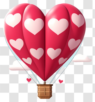 Hot Air Balloon - Heart Balloon With Hearts Transparent PNG