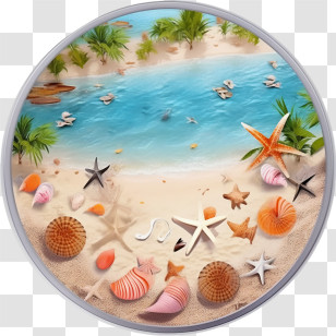 Beach
 - Tropical Beach Scene With Seashells Transparent PNG