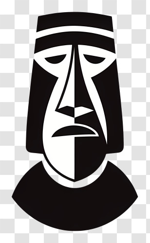 Rapa Nui Logo - Abstract Monochrome Face Design Transparent PNG