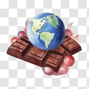 International Chocolate Day - Chocolate With Earth Globe Transparent PNG