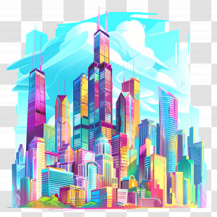 Chicago - Colorful Cityscape Illustration Transparent PNG