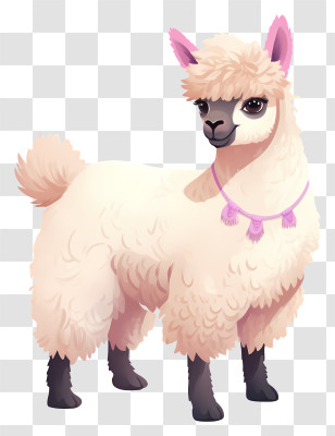Cute Sheep - Cute White Llama With A Pink Necklace Transparent PNG