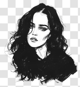 Katy Perry - Black And White Portrait Sketch With Abstract Style Transparent PNG