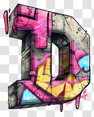 Letter D - Graffiti Letter D With Colorful Design Transparent PNG