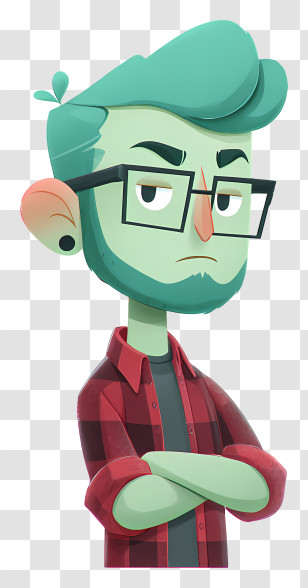Justin - Green-Haired Hipster Guy Transparent PNG