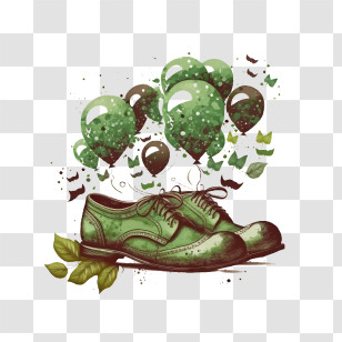 Men Leather Shoes
 - Green Shoes With Butterflies And Balloons Transparent PNG