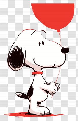 Snoopy Holding Balloon - Cartoon Dog With Balloon Illustration Transparent PNG