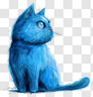 Blue Cat - Blue Furry Cat Transparent PNG