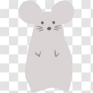 Icon - Minimalist Gray Mouse Illustration Transparent PNG