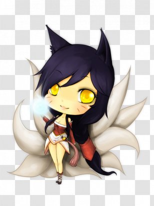 League Of Legends Dota 2 Summoner Ahri Nine-tailed Fox - Watercolor - Nine Tailed Transparent PNG