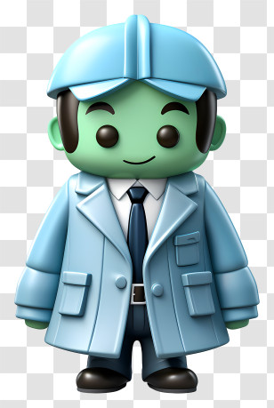 Blue Jacket - Cartoon Character With Blue Coat And Green Face Transparent PNG
