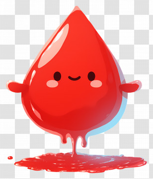 Blood Droplet - Smiling Red Cartoon Blood Drop Character Transparent PNG