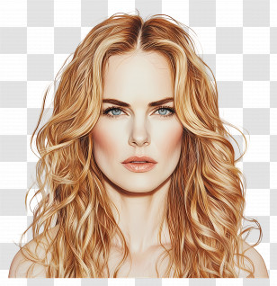 Nicole Kidman - Realistic Woman Portrait With Wavy Hair Transparent PNG