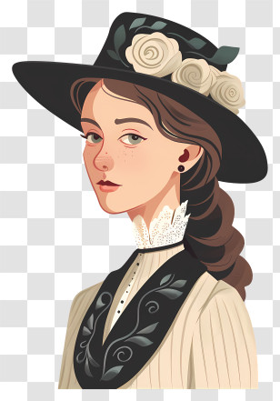 Victorian Woman - Victorian-Style Portrait Illustration Transparent PNG