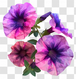 Digital Flower Art - Vibrant Pink Flowers In Bloom Transparent PNG